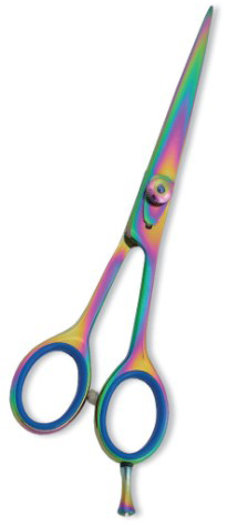 Professional Hair Cutting Scissor with razor edge. Multicolor Coating. Three Rings with screw adjust